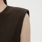 Retro-modern Shoulder Pad Sleeveless T-shirt