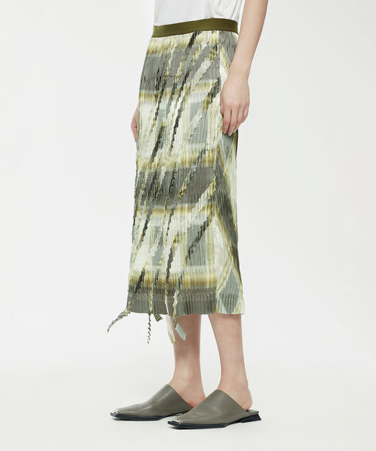 Gradient Geometric-pattern Pleated Skirt