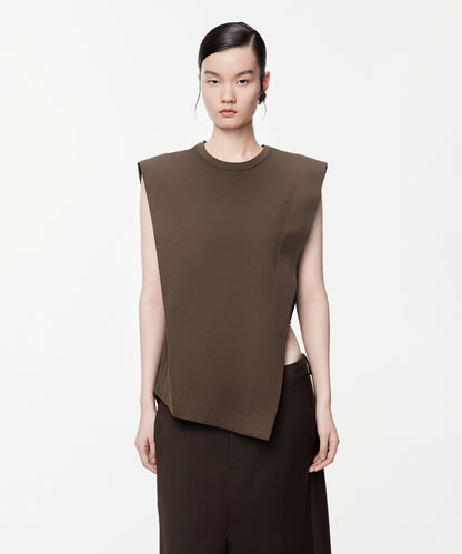 Sophisticated Block-structure Sleeveless T-shirt