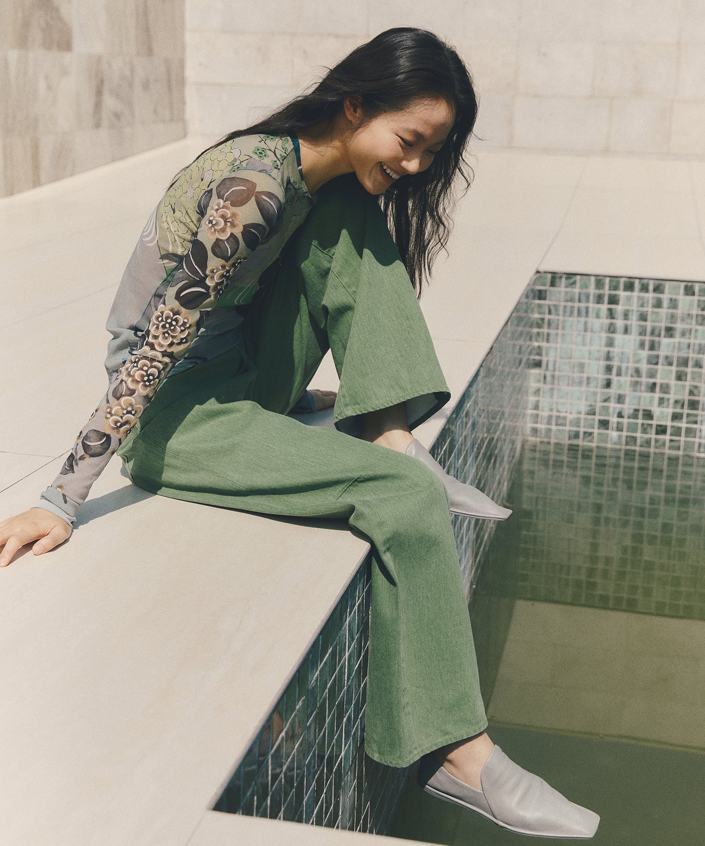 Oriental Print Second-Skin Top