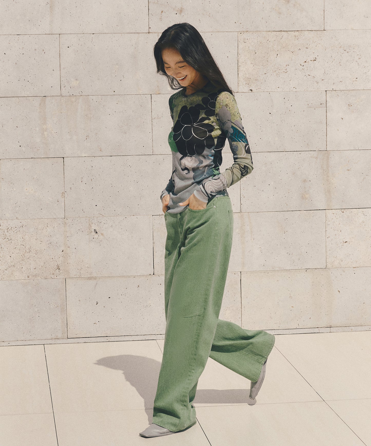 Oriental Print Second-Skin Top