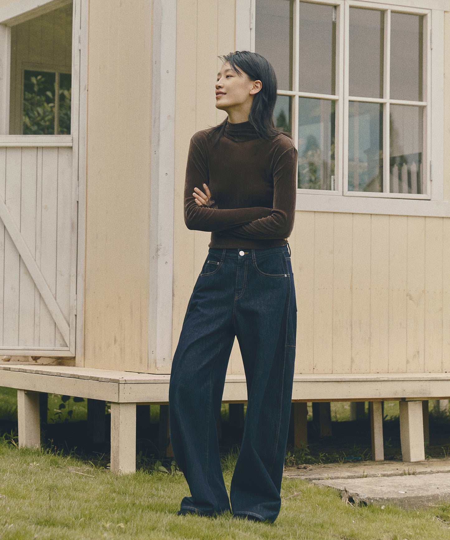 Velour Turtleneck Top